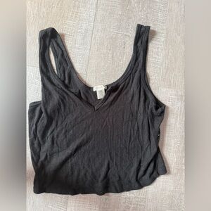 Bozzolo Ribbed Black Tank Top